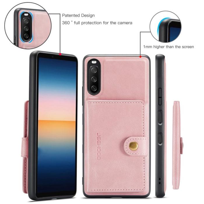 JEEHOOD - JEEHOOD Detachable 2-i-1 Läder TPU Fodral Sony Xperia 10 III Rose Gold