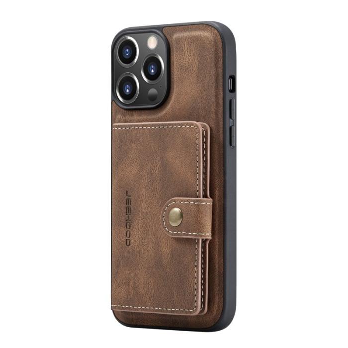 JEEHOOD - JEEHOOD Detachable 2-in-1 Fodral i Läder för iPhone 13 - Brun