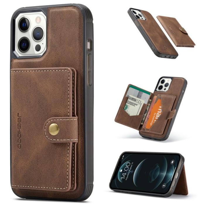 JEEHOOD - JEEHOOD Detachable Magnetic Wallet Skal iPhone 12 Pro - Brun