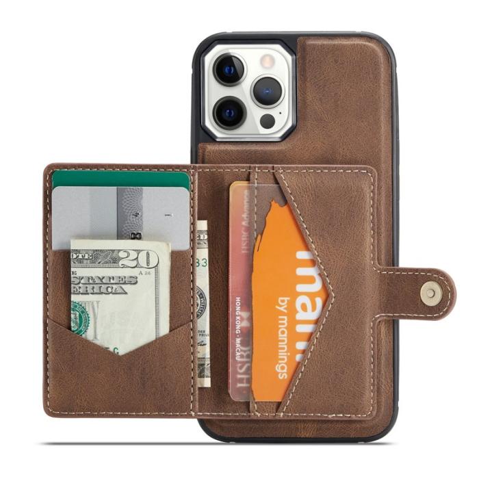 JEEHOOD - JEEHOOD Detachable Magnetic Wallet Skal iPhone 12 Pro - Brun