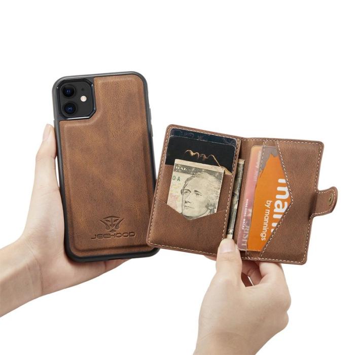 JEEHOOD - JEEHOOD Detachable Wallet Fodral iPhone 11 6.1 tum Brun