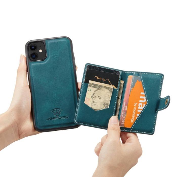 JEEHOOD - JEEHOOD Detachable Wallet Skal för iPhone 11 Grön