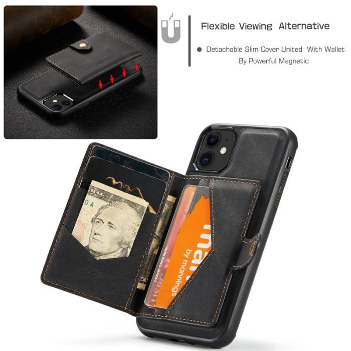 JEEHOOD - JEEHOOD Detachable Wallet Skal för iPhone 11 - Svart