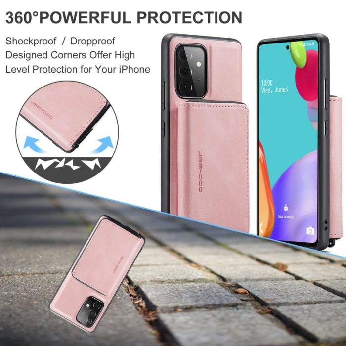 JEEHOOD - JEEHOOD Detachable Zipper Wallet Skal för Samsung Galaxy A32 5G - Rosa