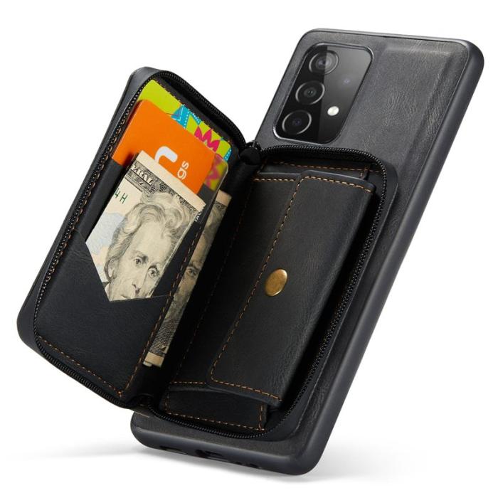 JEEHOOD - JEEHOOD Detachable Zipper Wallet Skal för Samsung Galaxy A32 5G - Svart