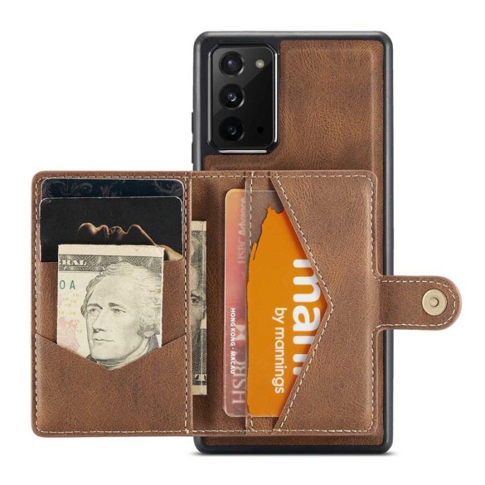 JEEHOOD - JEEHOOD Galaxy Note20 4G/5G Konstläder Plånboksfodral med Ställ - Brun