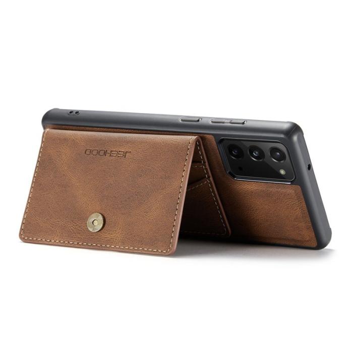 JEEHOOD - JEEHOOD Galaxy Note20 4G/5G Konstläder Plånboksfodral med Ställ - Brun