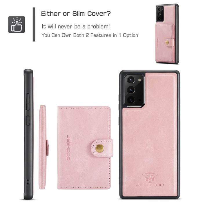 JEEHOOD - JEEHOOD Galaxy Note20 Fodral Detachable Läder TPU Rose Gold