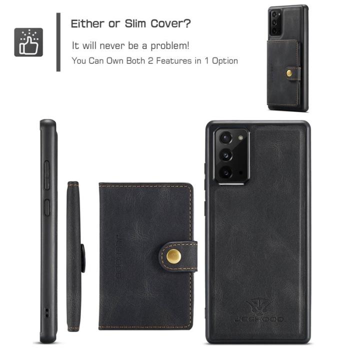 JEEHOOD - JEEHOOD Galaxy Note20 Fodral Detachable Läder TPU Svart