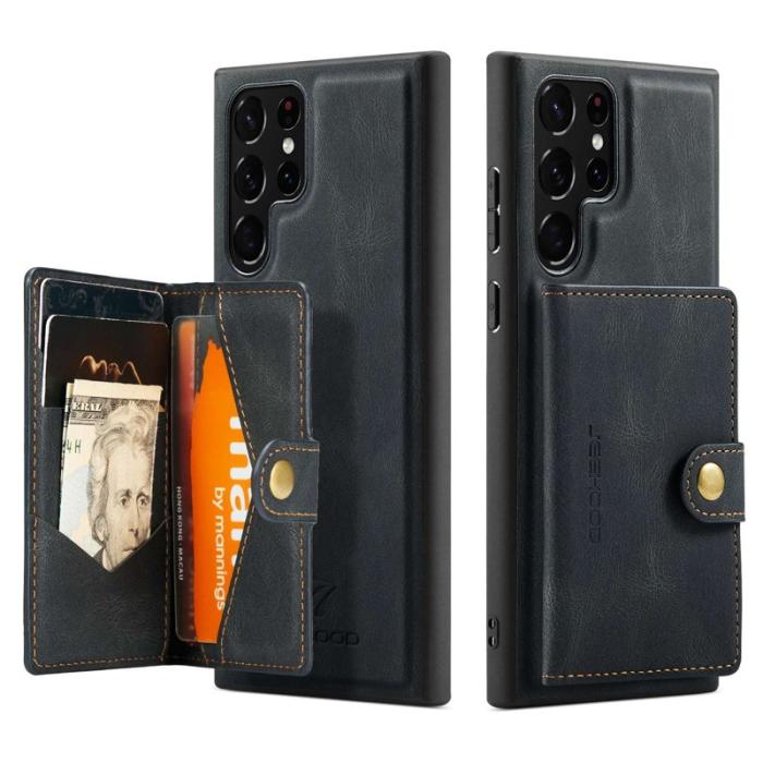 JEEHOOD - JEEHOOD Galaxy S22 Ultra 5G Skal Läder TPU Fodral Svart