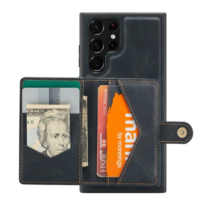 JEEHOOD - JEEHOOD Galaxy S22 Ultra 5G Skal Läder TPU Fodral Svart