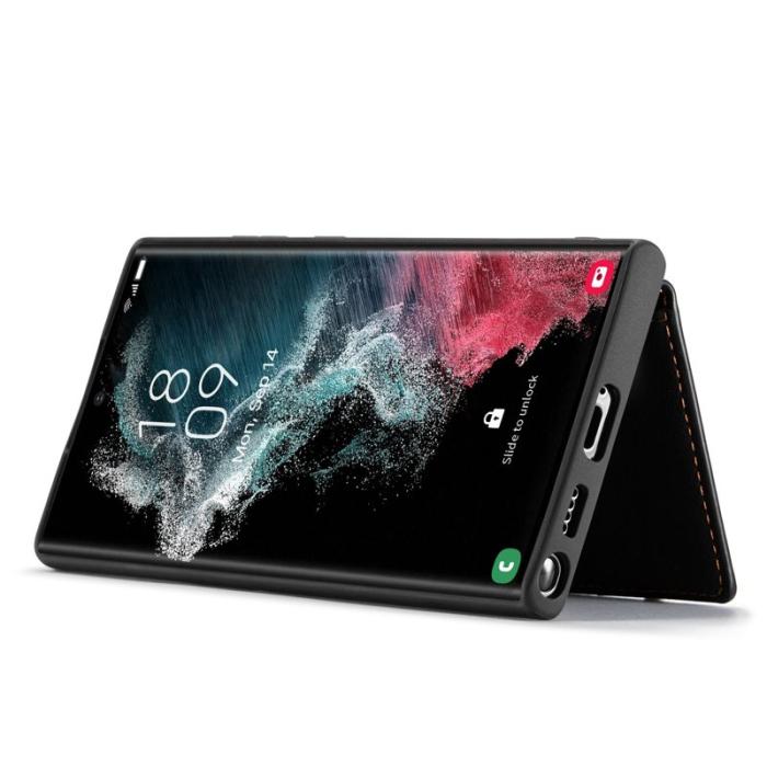 JEEHOOD - JEEHOOD Galaxy S22 Ultra 5G Skal Läder TPU Fodral Svart