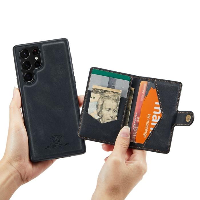 JEEHOOD - JEEHOOD Galaxy S22 Ultra 5G Skal Läder TPU Fodral Svart