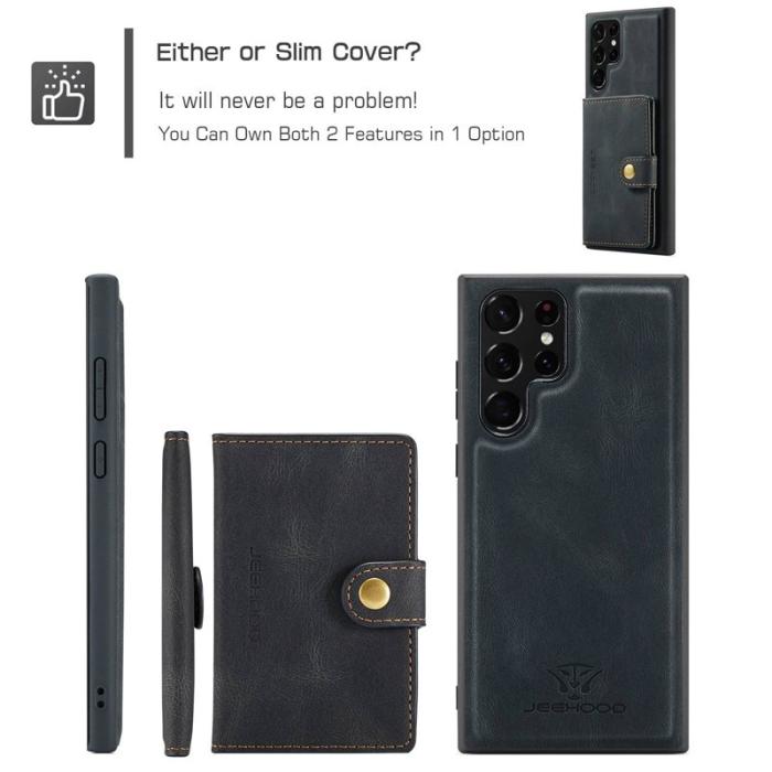 JEEHOOD - JEEHOOD Galaxy S22 Ultra 5G Skal Läder TPU Fodral Svart