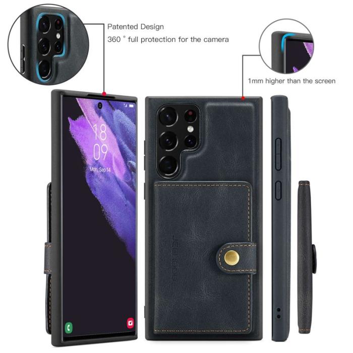 JEEHOOD - JEEHOOD Galaxy S22 Ultra 5G Skal Läder TPU Fodral Svart