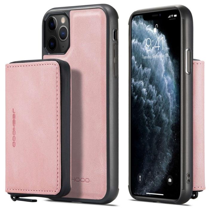 JEEHOOD - JEEHOOD iPhone 11 Pro Max Skal Läder TPU Magnetisk Rosa