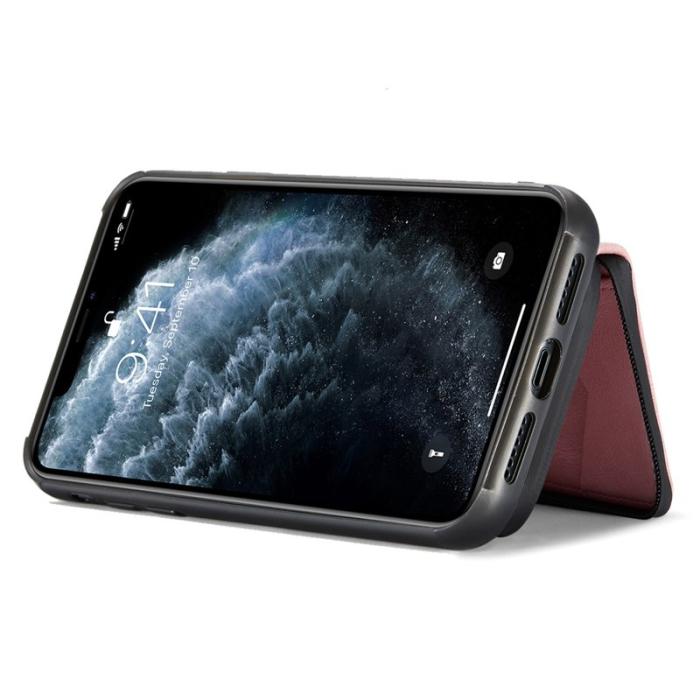 JEEHOOD - JEEHOOD iPhone 11 Pro Skal Läder TPU Magnetisk Rosa