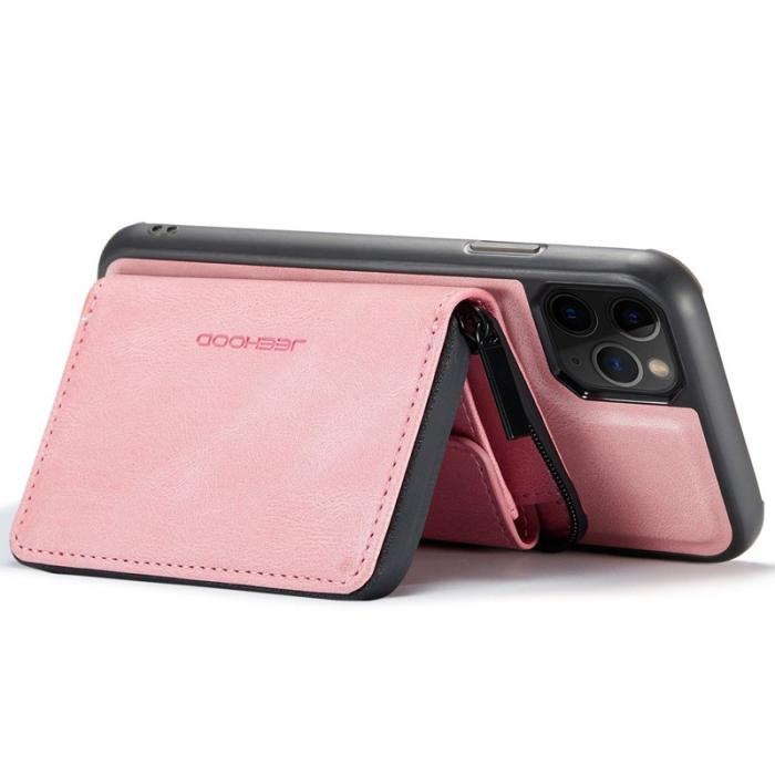 JEEHOOD - JEEHOOD iPhone 11 Pro Skal Läder TPU Magnetisk Rosa