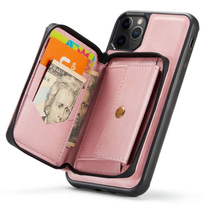 JEEHOOD - JEEHOOD iPhone 11 Pro Skal Läder TPU Magnetisk Rosa