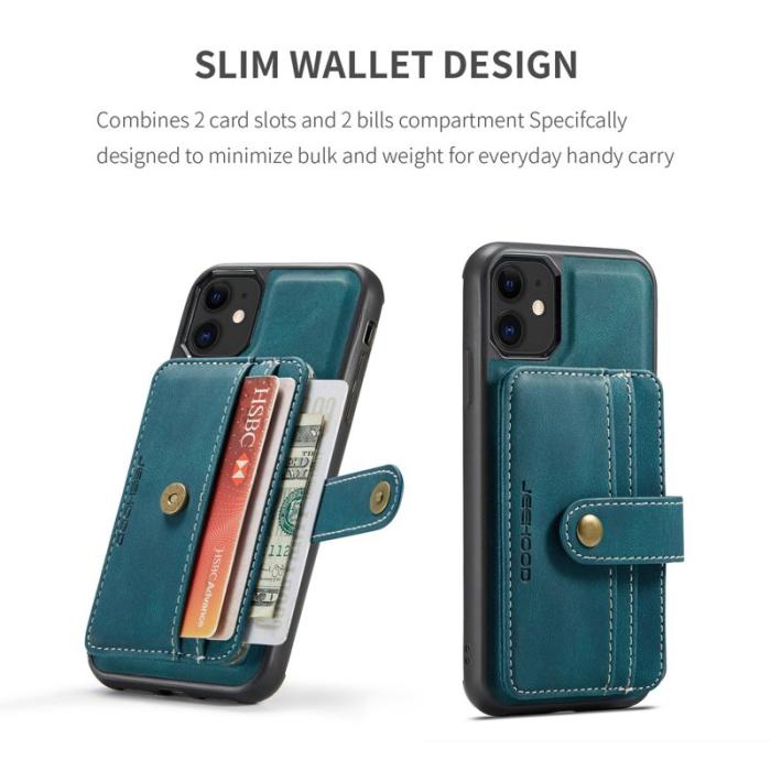 JEEHOOD - JEEHOOD iPhone 11 Skal Shockproof Wallet RFID Blå