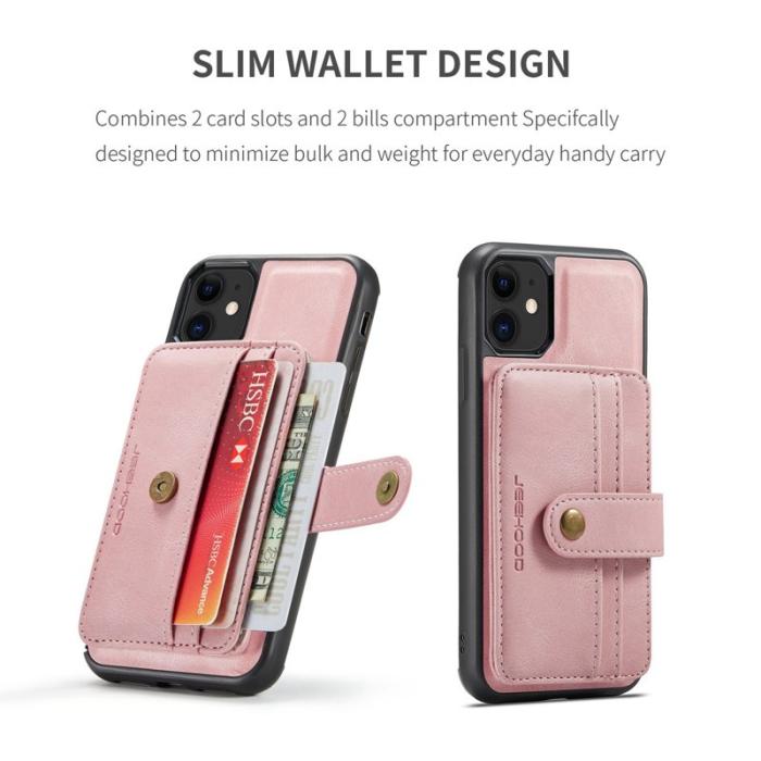 JEEHOOD - JEEHOOD iPhone 11 Skal Shockproof Wallet RFID Skydd Pink