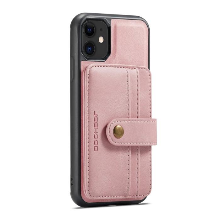 JEEHOOD - JEEHOOD iPhone 11 Skal Shockproof Wallet RFID Skydd Pink
