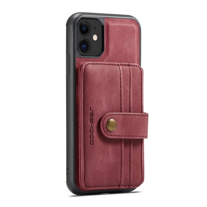 JEEHOOD - JEEHOOD iPhone 11 Mobilskal Wallet Röd RFID-Skydd Anti-fall