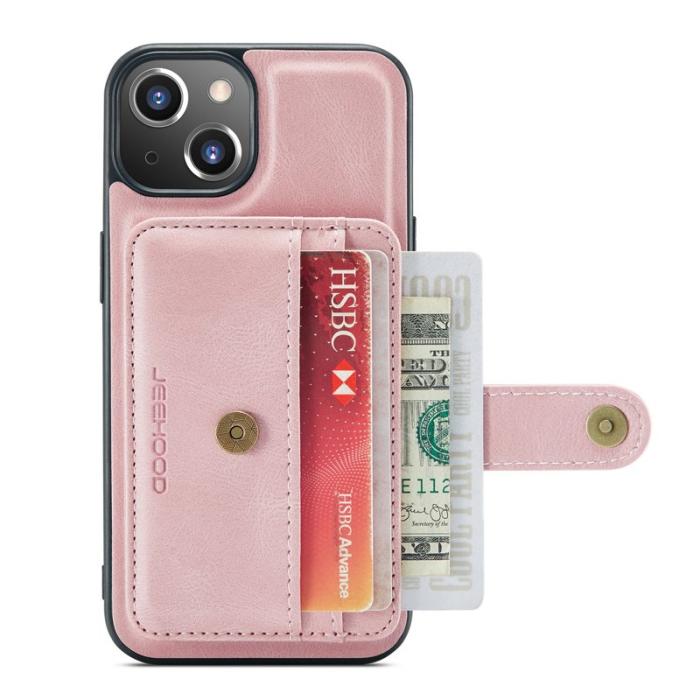 JEEHOOD - JEEHOOD iPhone 13 Fodral 2-i-1 Magnetisk Kortfack Rosa