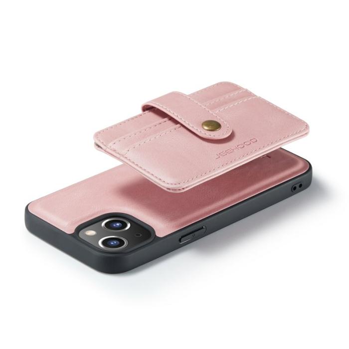 JEEHOOD - JEEHOOD iPhone 13 Fodral 2-i-1 Magnetisk Kortfack Rosa