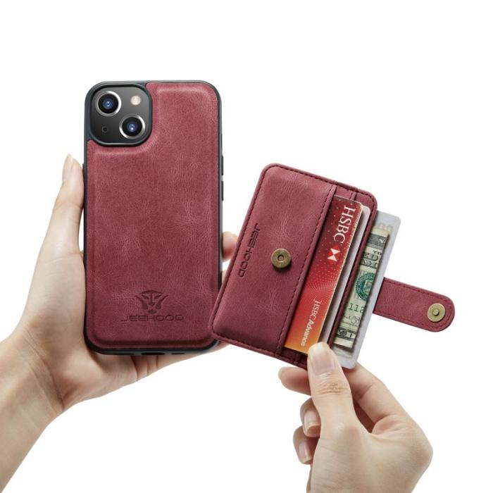 JEEHOOD - JEEHOOD iPhone 13 Fodral 2-i-1 RFID Blocker Röd