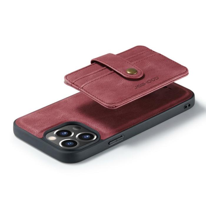 JEEHOOD - JEEHOOD iPhone 13 Pro Max Fodral 2-i-1 Röd med kortfack