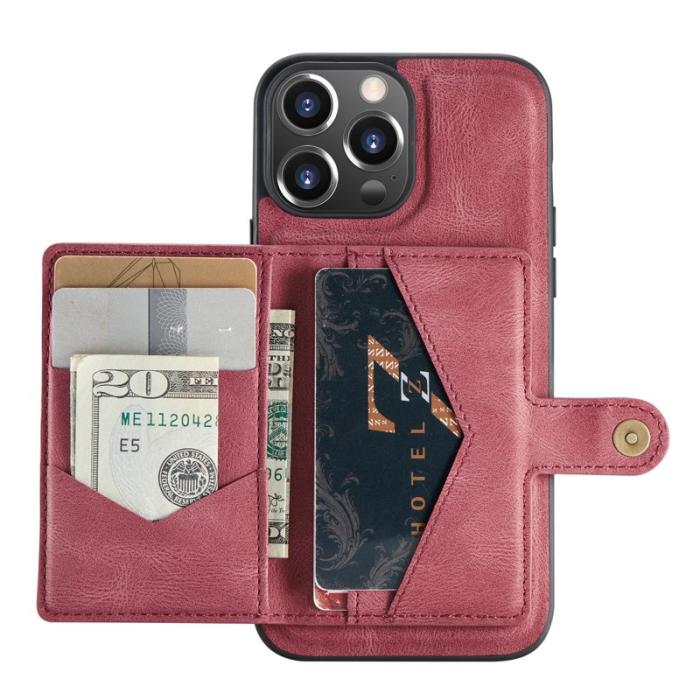 JEEHOOD - JEEHOOD iPhone 13 Skal 2-i-1 Magnetisk Röd Läder TPU