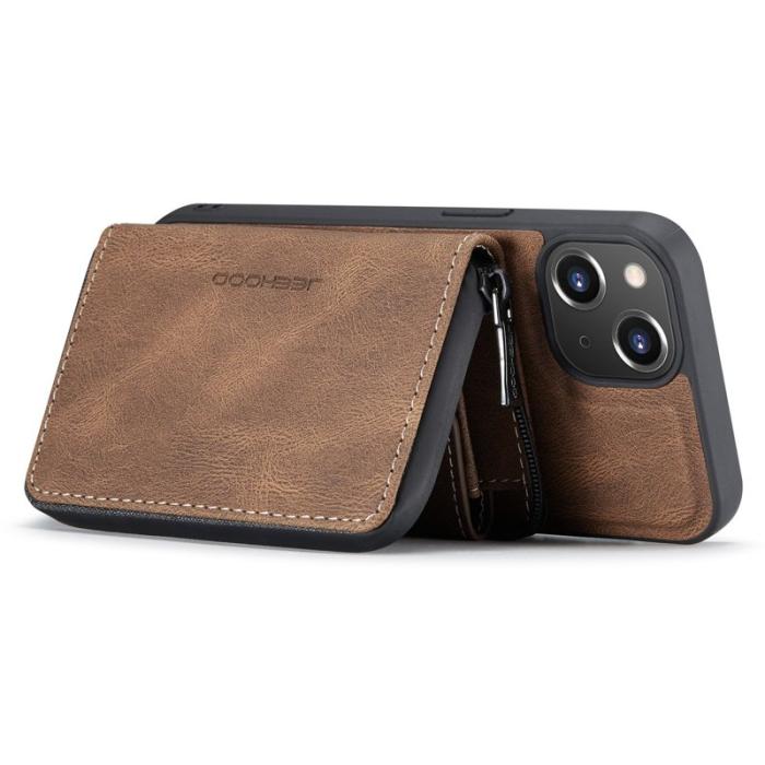 JEEHOOD - JEEHOOD iPhone 14 Plus Skal Shockproof PU Läder Brun