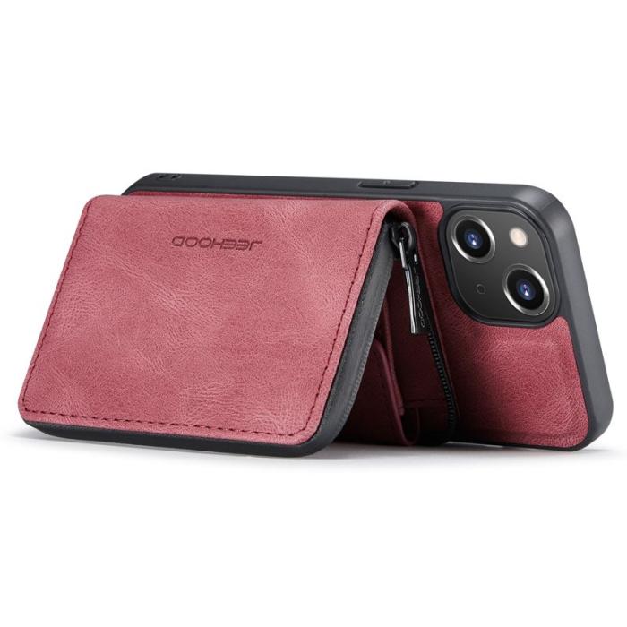 JEEHOOD - JEEHOOD iPhone 14 Plus Skal Shockproof Röd PU Läder TPU Fodral