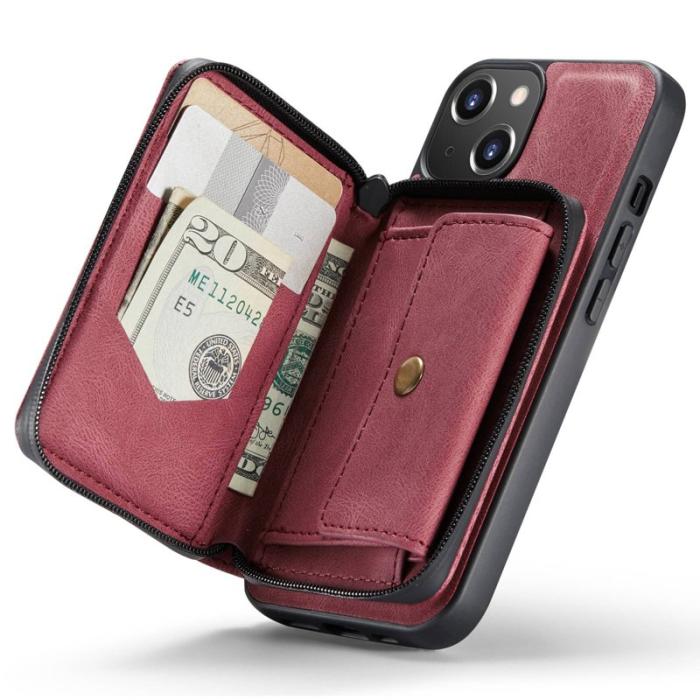 JEEHOOD - JEEHOOD iPhone 14 Plus Skal Shockproof Röd PU Läder TPU Fodral