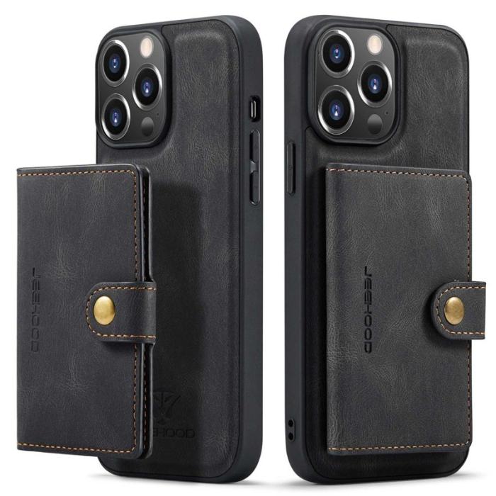 JEEHOOD - JEEHOOD iPhone 14 Pro Fodral Retro Stöttålig 2-i-1 Svart