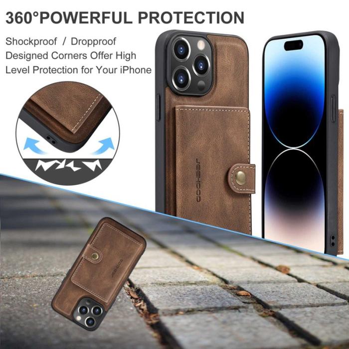 JEEHOOD - JEEHOOD iPhone 14 Pro Max Skal Retro Läder Coated Brown