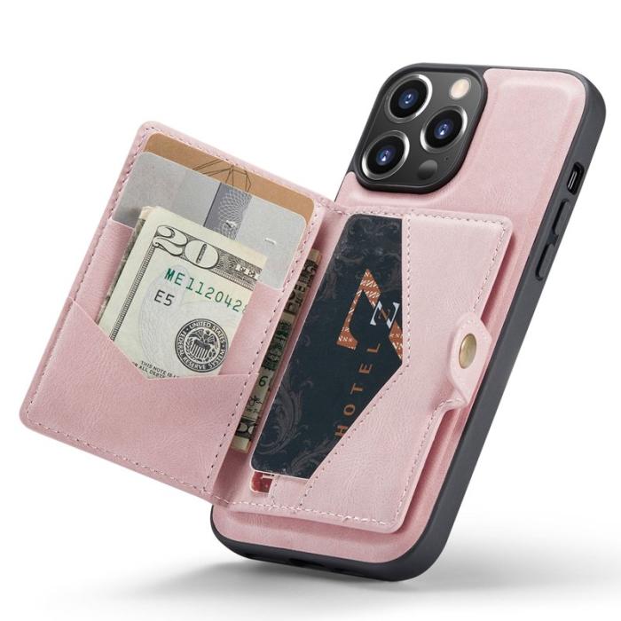 JEEHOOD - JEEHOOD iPhone 14 Pro Max Skal Retro Läder Shockproof Roséguld