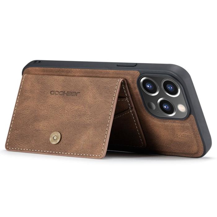 JEEHOOD - JEEHOOD iPhone 14 Pro Retro Skal 2-i-1 Plånboksfodral Brun