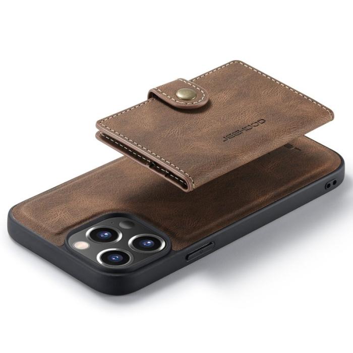 JEEHOOD - JEEHOOD iPhone 14 Pro Retro Skal 2-i-1 Plånboksfodral Brun
