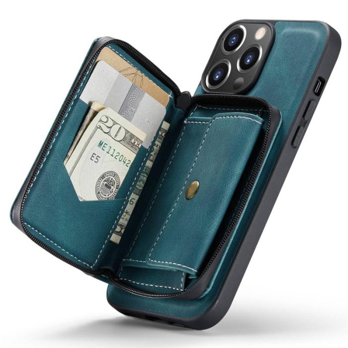 JEEHOOD - JEEHOOD iPhone 14 Pro Skal Shockproof PU Läder Blå