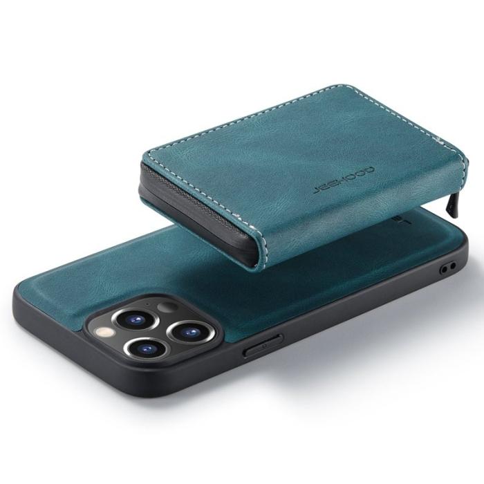 JEEHOOD - JEEHOOD iPhone 14 Pro Skal Shockproof PU Läder Blå