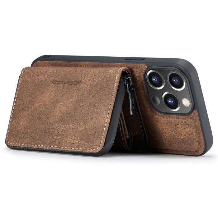 JEEHOOD - JEEHOOD iPhone 14 Pro Skal Shockproof PU Läder Brun