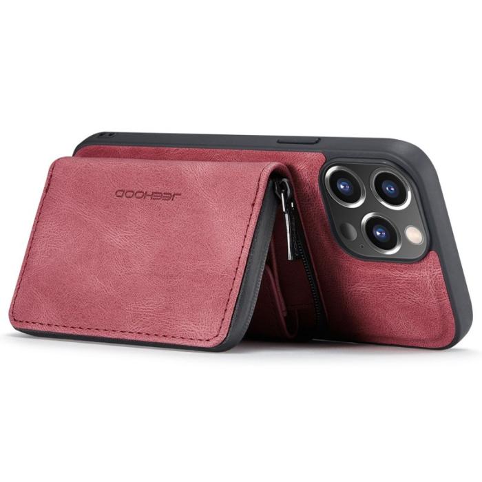 JEEHOOD - JEEHOOD iPhone 14 Pro Skal Shockproof PU Läder Röd