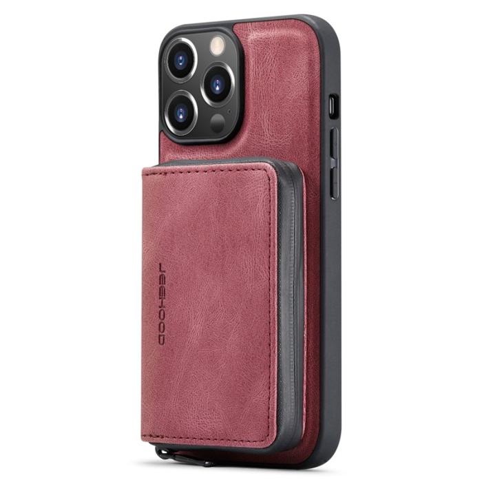 JEEHOOD - JEEHOOD iPhone 14 Pro Skal Shockproof PU Läder Röd