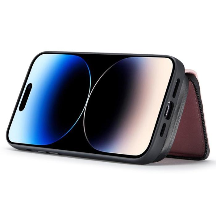 JEEHOOD - JEEHOOD iPhone 14 Pro Skal Shockproof PU Läder Rosa