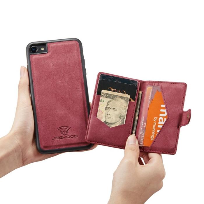 JEEHOOD - JEEHOOD iPhone 7/8/SE (2020/2022) Fodral med Plånbok Röd