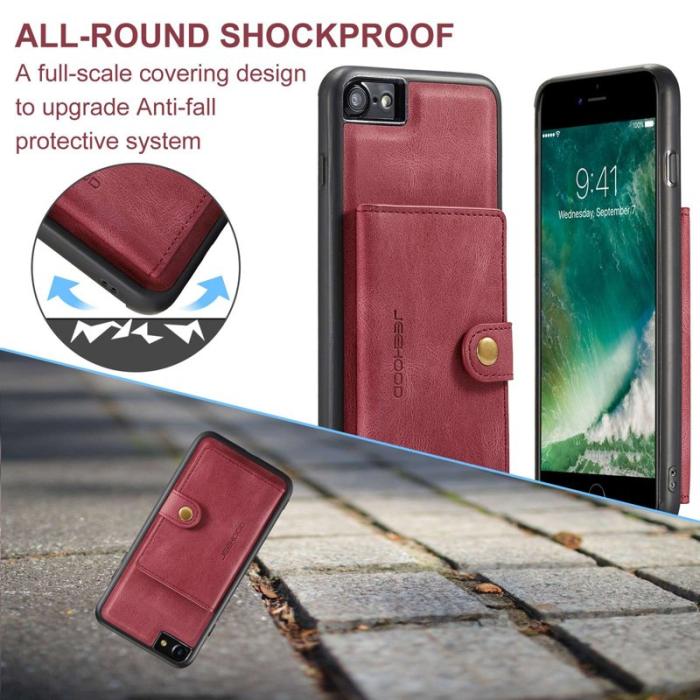 JEEHOOD - JEEHOOD iPhone 7/8/SE (2020/2022) Fodral med Plånbok Röd