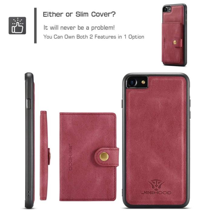 JEEHOOD - JEEHOOD iPhone 7/8/SE (2020/2022) Fodral med Plånbok Röd