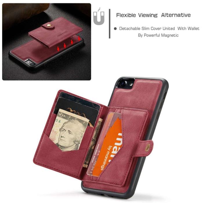 JEEHOOD - JEEHOOD iPhone 7/8/SE (2020/2022) Fodral med Plånbok Röd